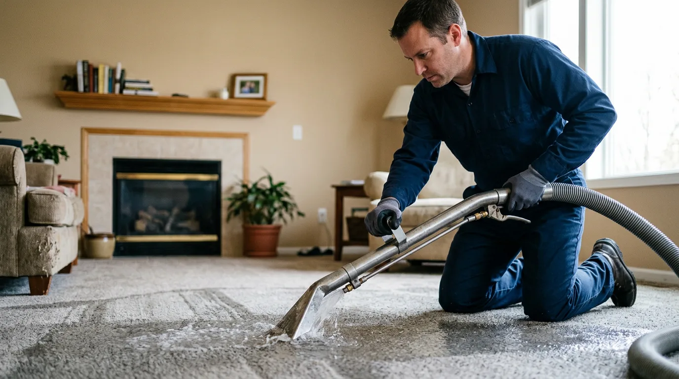 Water damage restoration technician working near Forest River, ND
